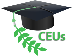 CEUs icon with mortar board and leaf
